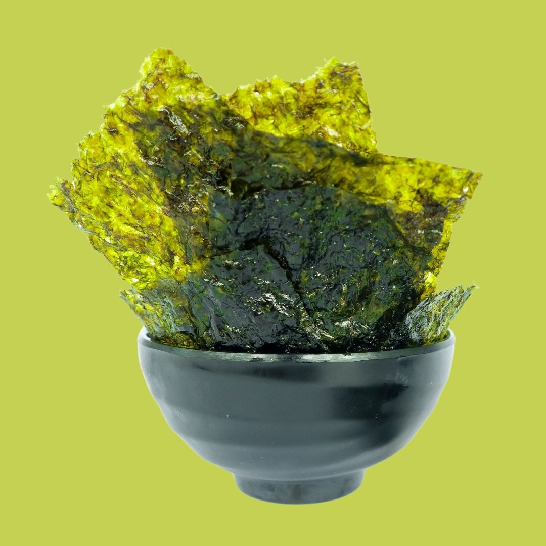 Bowl of organic olive oil seaweed