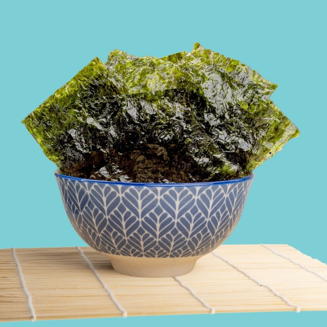 Bowl of organic sea salt seaweed