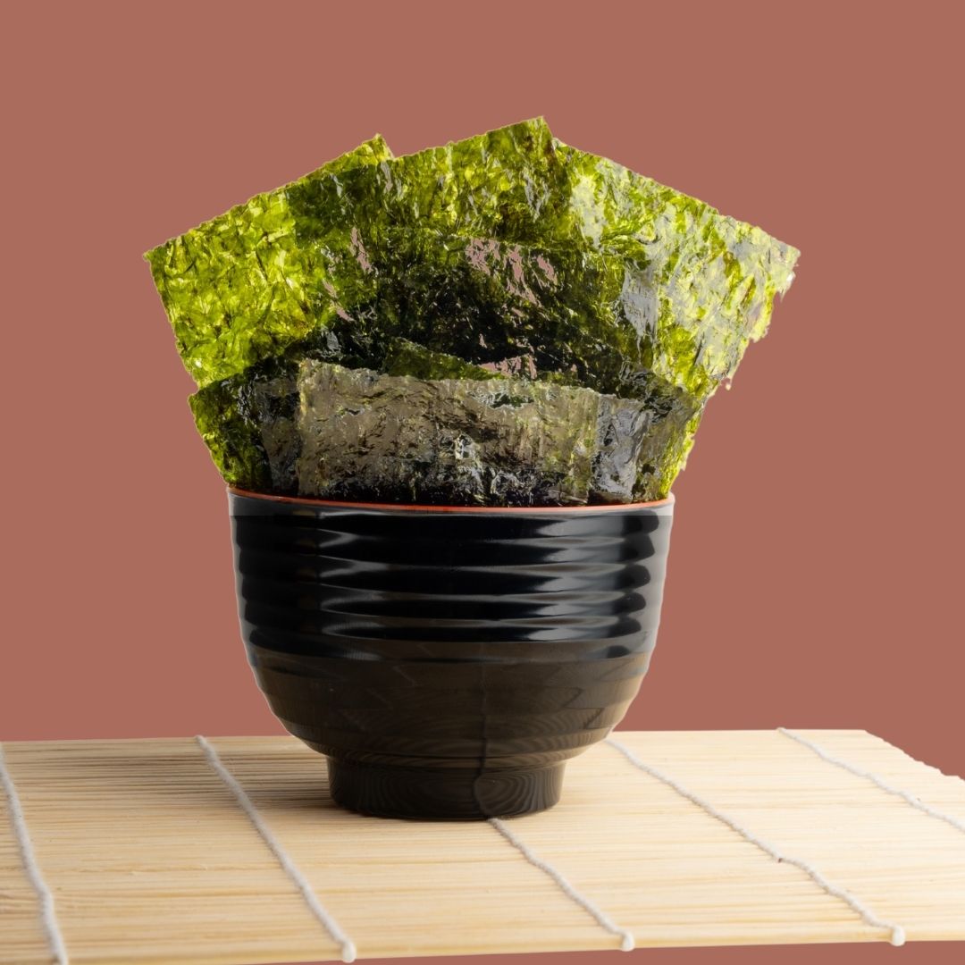 Bowl of crispy shiitake seaweed