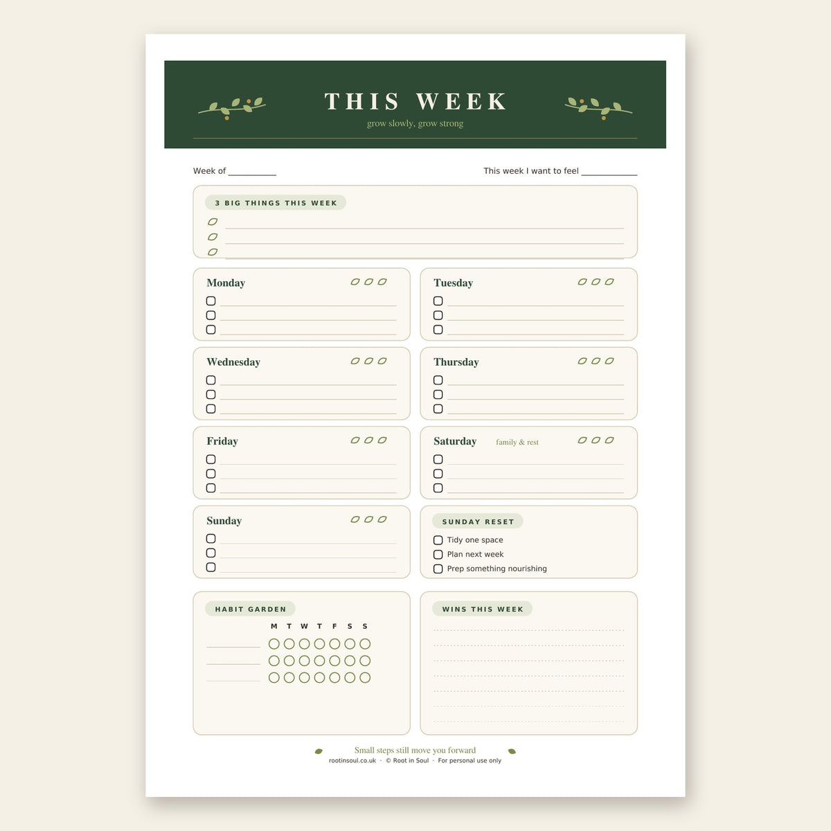 The Rooted Planner – Free Printable