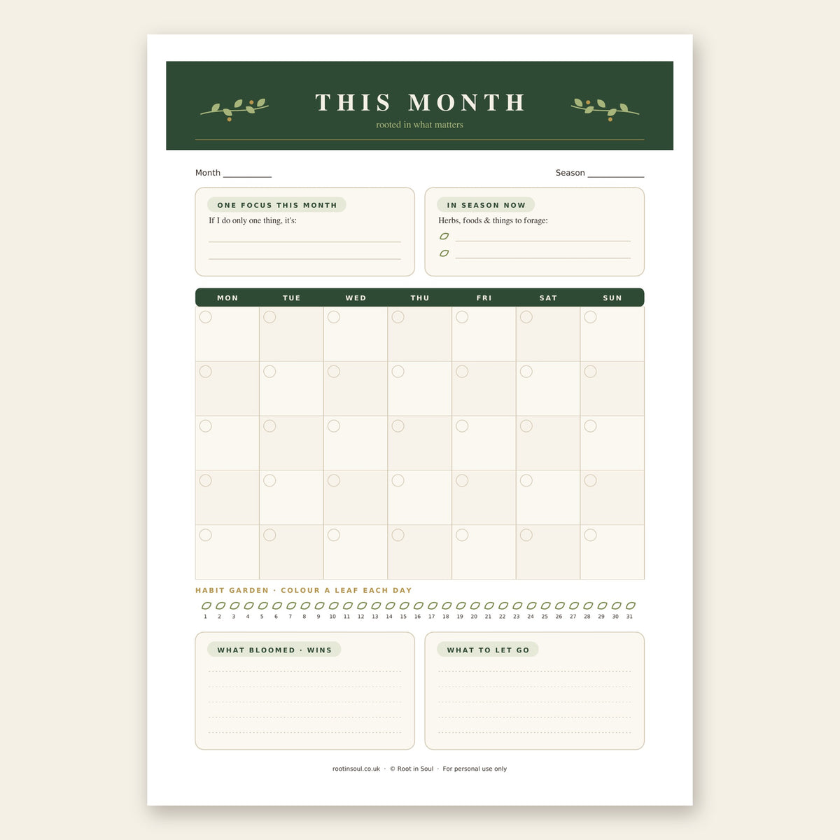 The Rooted Planner – Free Printable