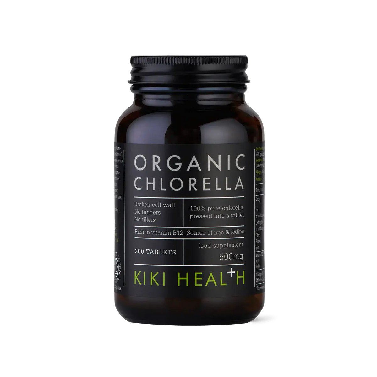 KIKI Health Organic Chlorella 200 tablets jar